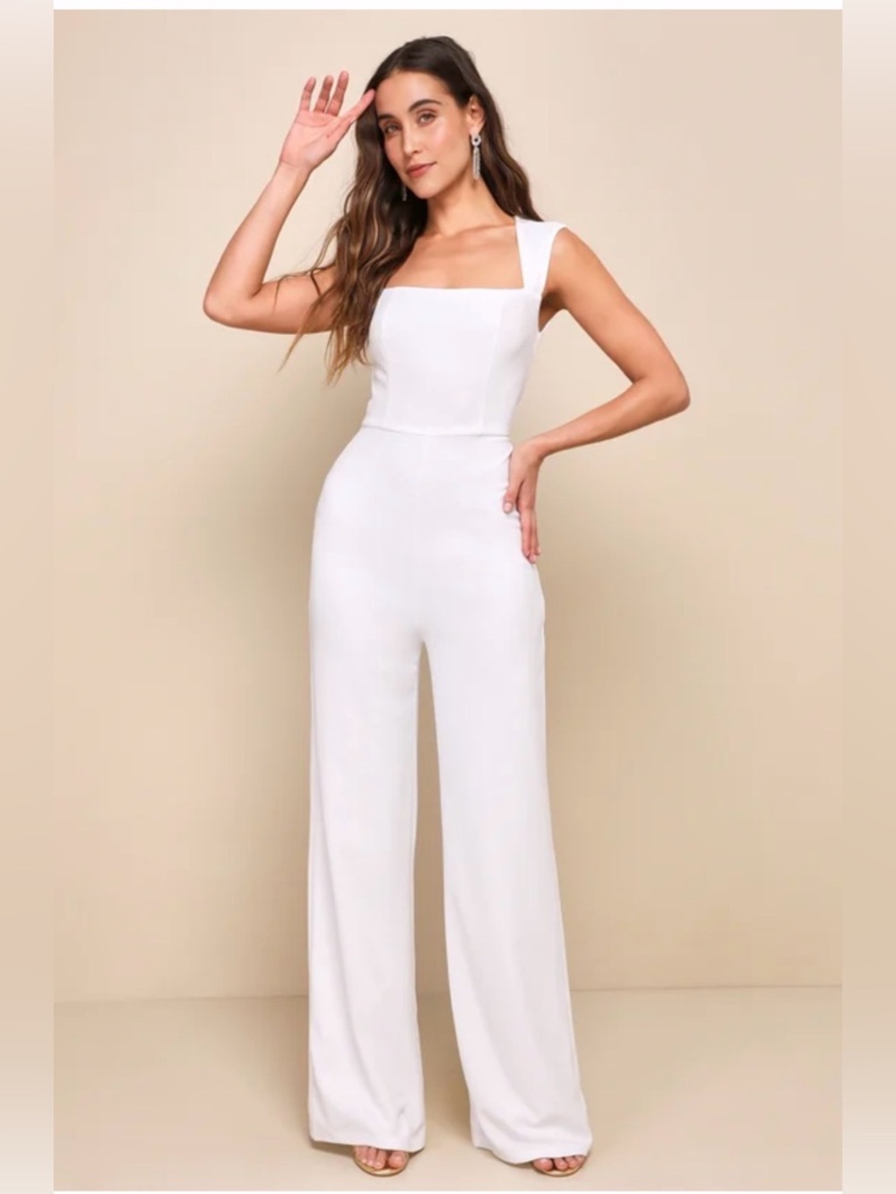 NWT- Lulus Enticing Endeavors White Jumpsuit - Size XXS